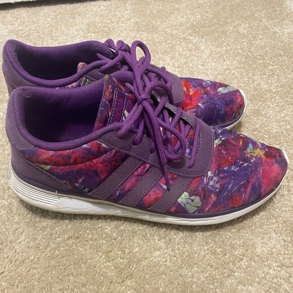 Adidas Womens Neo Lite Racer AW4550 Purple Red Running Shoes Lace Up Size 7.5 - Picture 1 of 4
